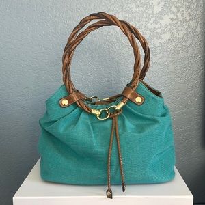 RELIC Turquoise Teal Canvas Hobo Bag with Rope Handle Design
